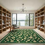 Floral Vintage Emerald Green Shamrock Clover Area Rug