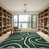 Abstract Area Green Wavy Green Abstract Area Rug