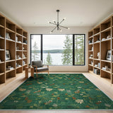 Lush Emerald Green Floral Area Rug
