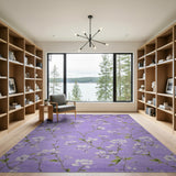 Purple Magnolia Blossom Floral Area Rug