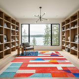 Geometric Patriotic Flag Area Rug