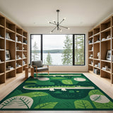Green Playful Green Crocodile Kids Area Rug