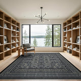 Black White Intricate Geometric Area Rug