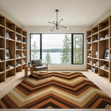 Geometric Modern Brown Tan Chevron Zigzag Area Rug