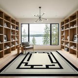 Black and White Black White Geometric Frame Area Rug