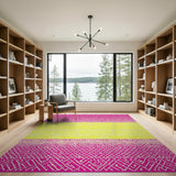 Neon Pink Yellow Geometric Lattice Rug