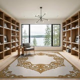 Traditional Persian Ornate Gold Baroque Border Area Rug