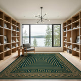 Teal Gold Maze Labyrinth Area Rug