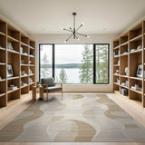 Geometric Modern Wavy Abstract Beige Area Rug