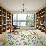 Multi-color and Patterns Vibrant Pink Yellow Daisy Floral Area Rug