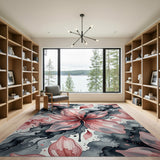 Pink Hibiscus Ink Splash Area Rug