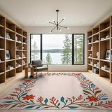 Floral Wreath Border Area Rug