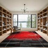 Geometric Modern Bold Red Geometric Grid Area Rug