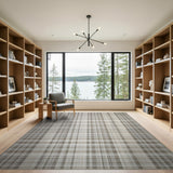 Neutral Beige Plaid Farmhouse Area Rug