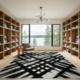 Black Brushstroke Abstract Area Rug