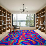 Vibrant Wavy Multi-Color Abstract Multi-color and Patterns Area Rug
