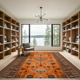 Orange Vibrant Orange Southwestern Geometric Rug
