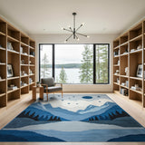 Starry Night Blue Mountain Lake Rug