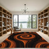 Orange Vortex Swirl Area Rug