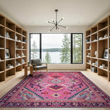 Southwestern Vibrant Pink Southwestern Geometric Area Rug