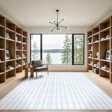Blue and Teal Blue Checkered Washable Area Rug