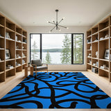 Abstract Blue Squiggle Area Rug