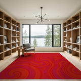 Fiery Red Swirl Abstract Area Rug
