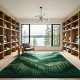 Layered Green Mountain Valley Area Rug