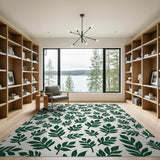 Lush Green Leaves Pattern Area Rug