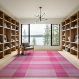 Pink Gingham Checkered Area Rug