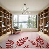 Blush Pink Red Leaf Silhouette Area Rug