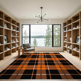 Bold Black Orange Plaid Area Rug