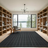 Black and White Geometric Modern Black White Checkered Grid Area Rug