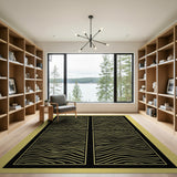 Black Gold Wavy Grid Geometric Rug