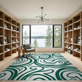 Green Abstract Area Swirling Green Abstract Area Rug