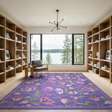 Purple Tulip Floral Area Rug