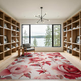 Pink Floral Vintage Blush Pink Rose Floral Vintage Area Rug