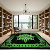 Green Ornate Green Mandala Area Rug