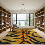 Bold Tiger Stripe Area Rug in Orange Black