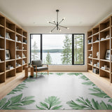 Lush Green Fern Leaf Border Rug