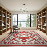 Red Floral Medallion Persian Area Rug