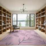 Blush Pink Leaf Outline Area Rug