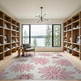 Pink Playful Pink Daisy Floral Area Rug