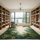 Green Lush Green Jungle Foliage Area Rug