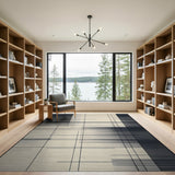 Geometric Modern Black Grid Geometric Area Rug