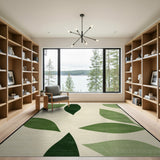 Abstract Green Leaves Area Rug