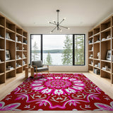 Traditional Persian Pink Vibrant Pink Mandala Area Rug