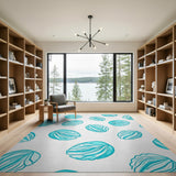 Teal Cabbage Leaf Pattern Area Rug