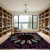 Purple Swirl Mandala Script Area Rug