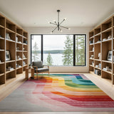 Vibrant Multi-Color Wavy Abstract Multi-color and Patterns Area Rug